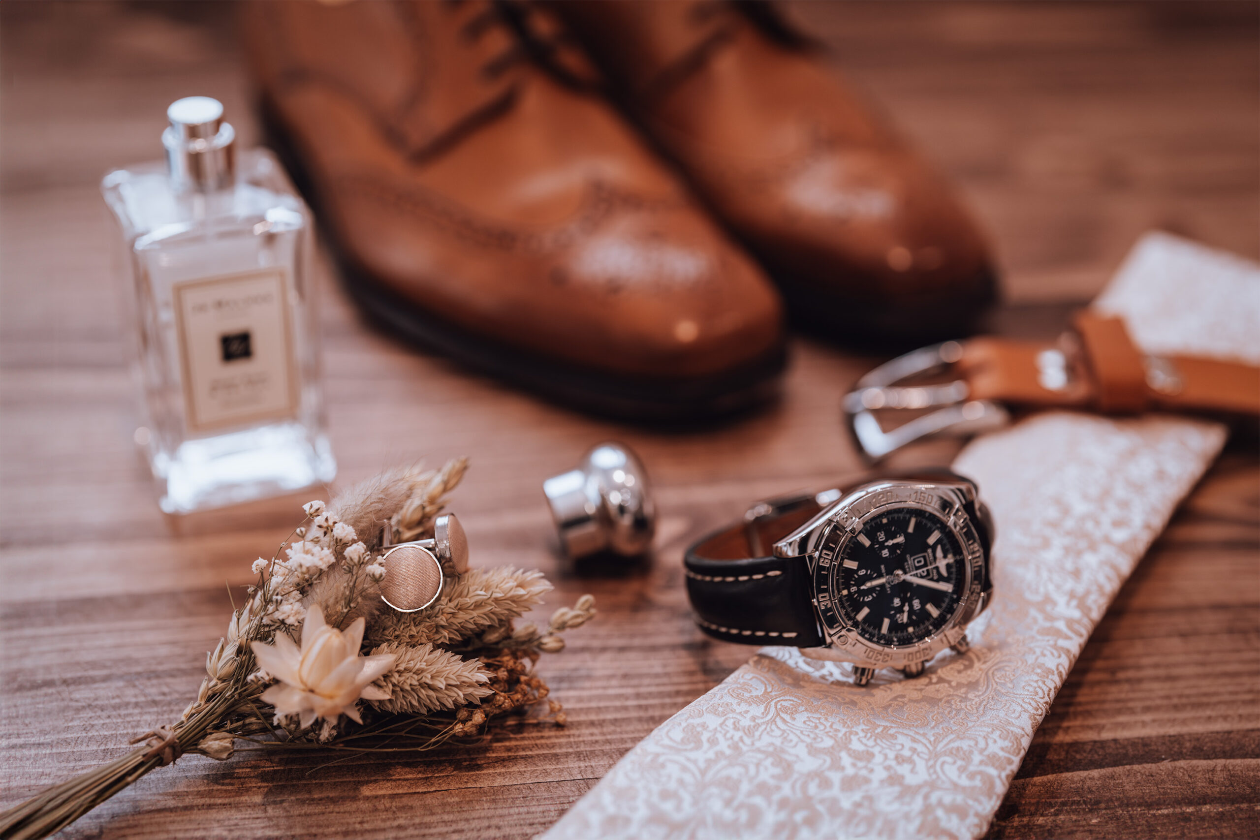 Wedding groom details shot, Abbots Langley, Hertfordshire.