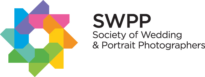 The image shows the logo of SWPP, featuring a colorful geometric design on the left and the text "SWPP Society of Wedding & Portrait Photographers" on the right.